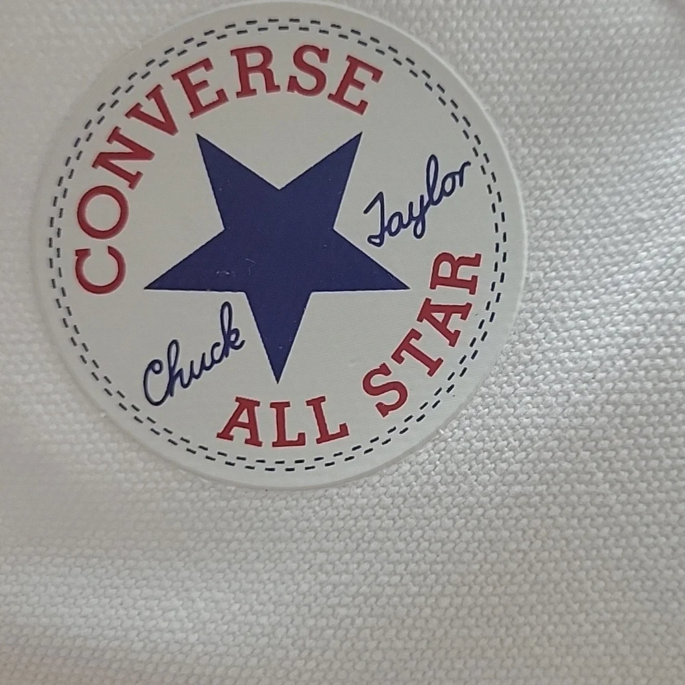 Converse White Sneakers with Blue Star Logo